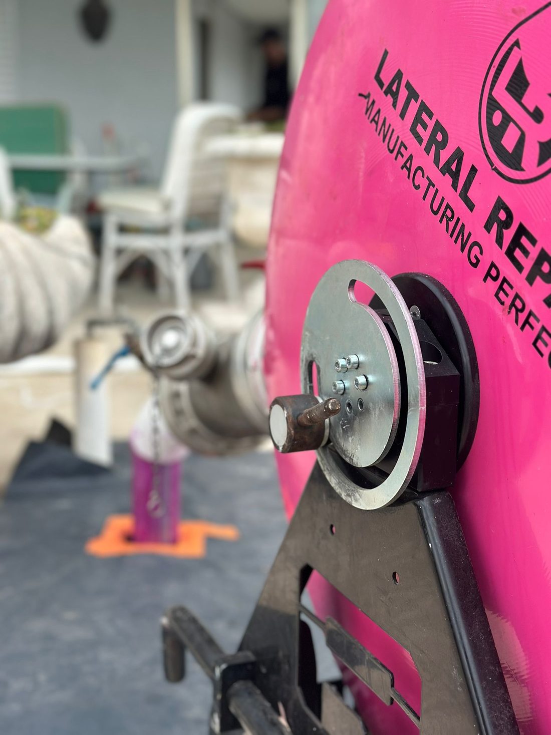 Lateral Repairs pink inversion drum on a job site